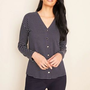 Ann Taylor Striped Drop Shoulder Cardigan